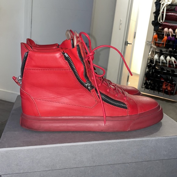 Authentic Giuseppe Zanotti Red Leather London  SZ 45 US 10.5 - Picture 6 of 8